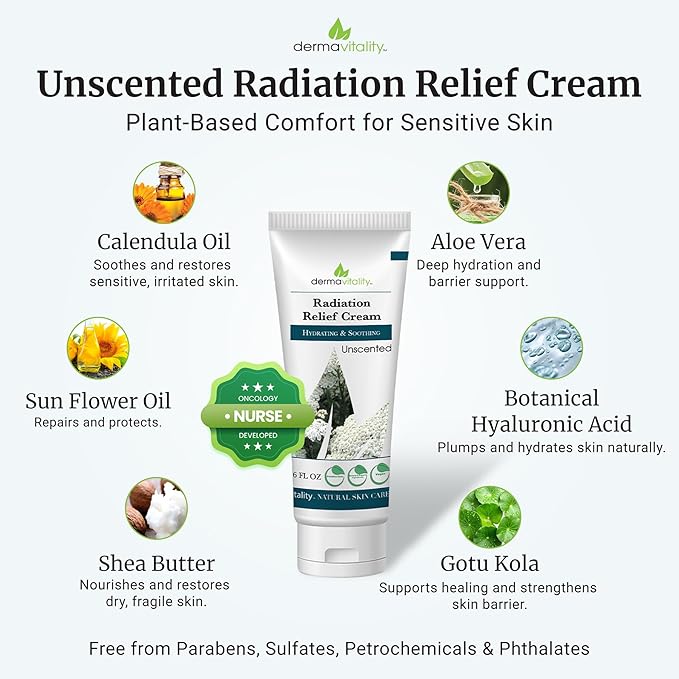 UltimateVitality Unscented Radiation Burn Relief Cream – Calendula Cream for Radiation Patients, Natural, Organic, Paraben, Pthalate Free - 6 ounces