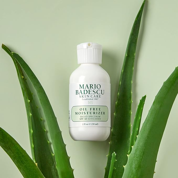 Mario Badescu Oil Free Moisturizer with Broad Spectrum SPF 30 Face Sunscreen for Combination, Oily & Sensitive Skin, Lightweight and Non-Greasy Formula with Green Tea & Aloe Vera, 2 Fl Oz