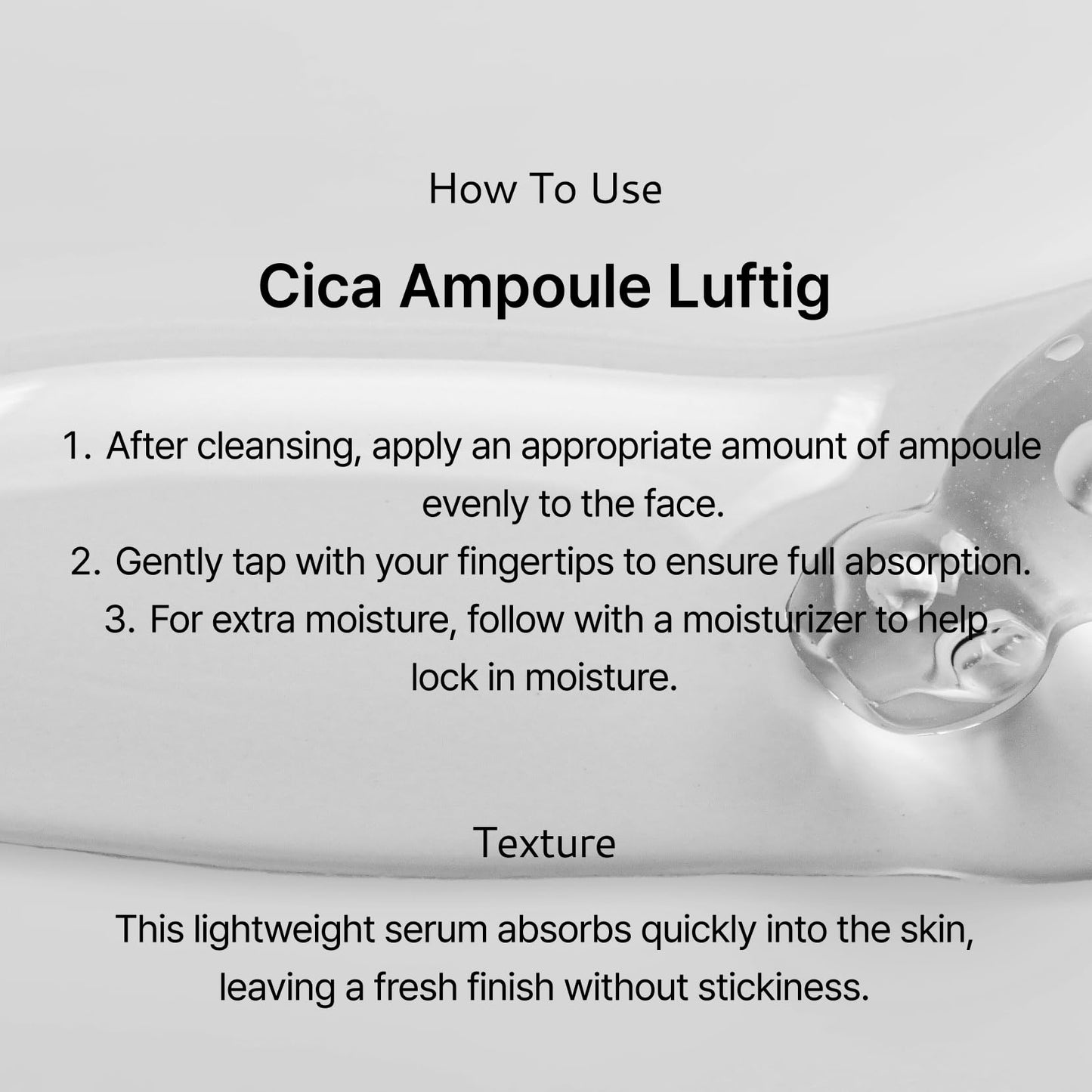 ODELOI Cica 75% Ampoule Luftig 1.69 fl.oz / 50ml, Skin Soothing and Repair, Pore Care and Smooth Texture, Daily Hydration with Centella Asiatica Extract, Korean Skincare, All Skin Types