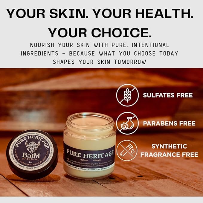 Pure Heritage Handmade Tallow Balm – Grass-Fed & Finished Moisturizer & Healing Cream with Frankincense & Cedarwood | Natural Care for Sensitive Skin, Eczema, Rosacea, Babies, Men & Women (2oz)