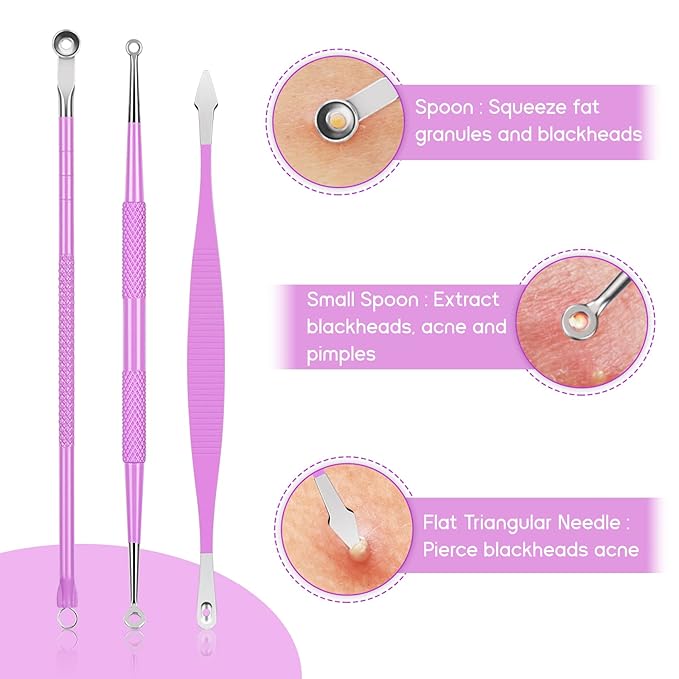 MORGLES Blackhead Remover Tools, 15 Pcs Pimple Popper Tool Kit Comedone Pimple Extractor for Blackhead Blemish Zit Removing with Metal Case 2024 Latest