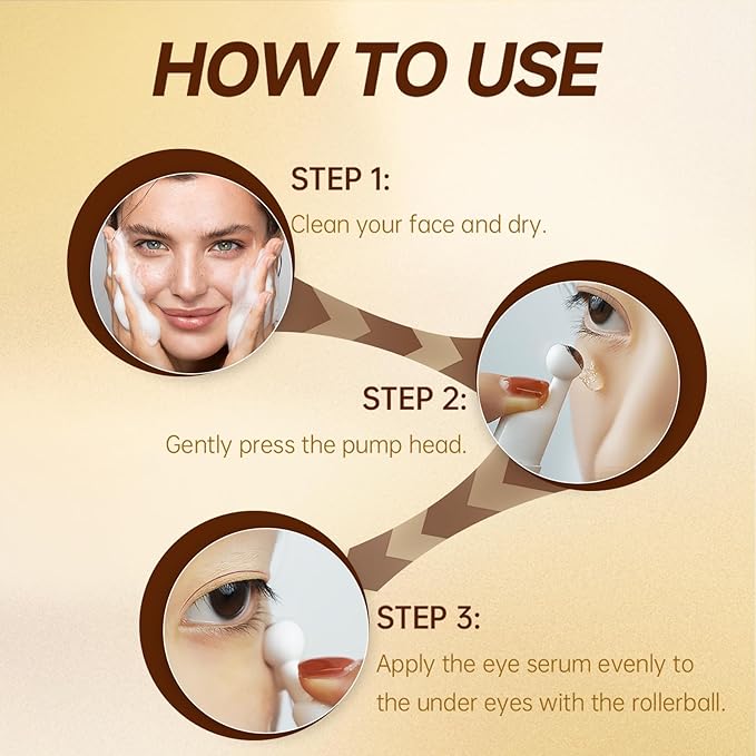 5% Caffeine & Retinal Eye Serum Roller - Undereye Dark Circle Treatment, Puffiness & Wrinkle Reduction, Gel-Based Formula Eye Cream, 0.51 fl oz