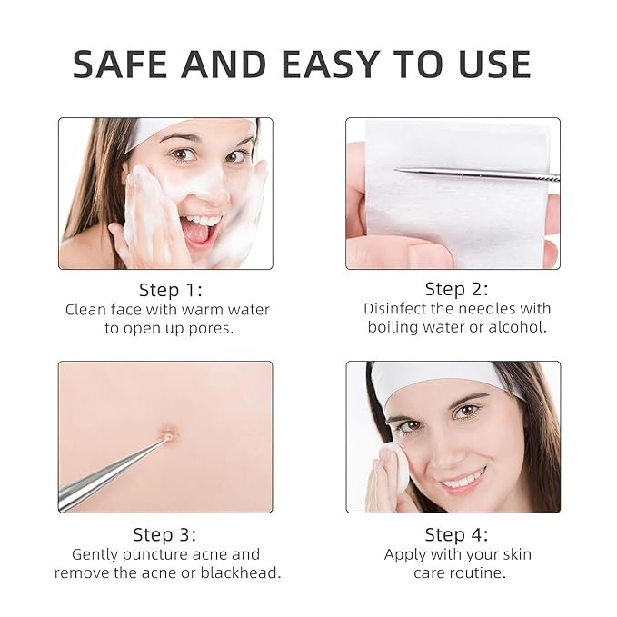 DUcare Blackhead Extractor Tool for Face,Blackhead Remover Tool, Pimple Popper Tool Kit, Extractor Tool for Comedone Zit Acne Whitehead Blemish, Stainless Steel Extraction Tools