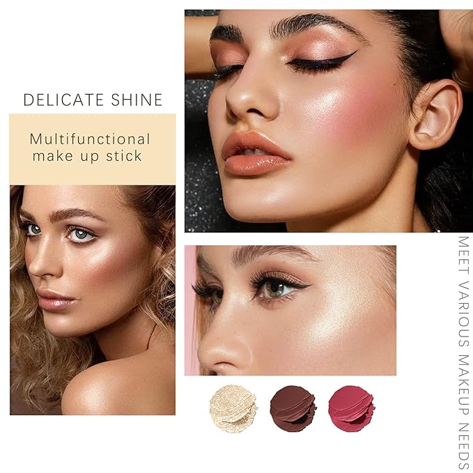 3 Colors Highlilghter Contour Blush Sticks Creamy Sticks All Skin 1 L