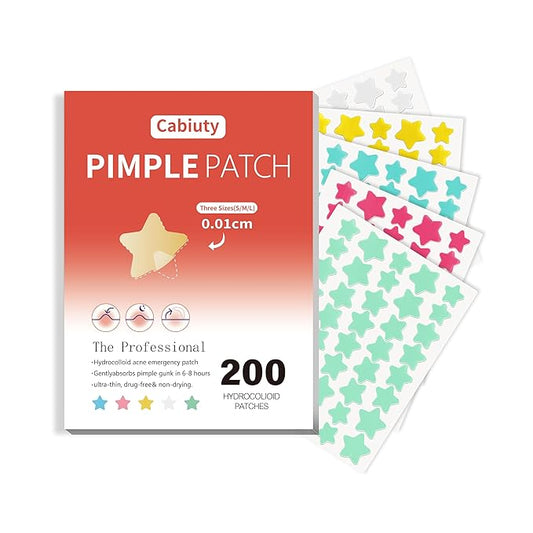 Pimple Patches for Face, Colorful Hydrocolloid Acne Patches for Covering Zits and Blemishes, 3 Sizes of Ultra-Thin Spot Patch for All Skin Types（200 Counts）