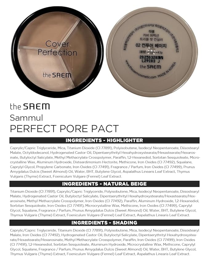 THESAEM Cover Perfection Triple Pot Concealer – 3 Contour Beige