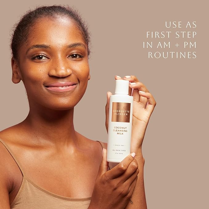 Georgette Klinger Coconut Cleansing Milk - Natural Face Wash for Women, Gentle Makeup Remover That Restores Moisture with Nutrient-Rich Coconut Oil, Vegan for All Skin Types - 6.7 oz