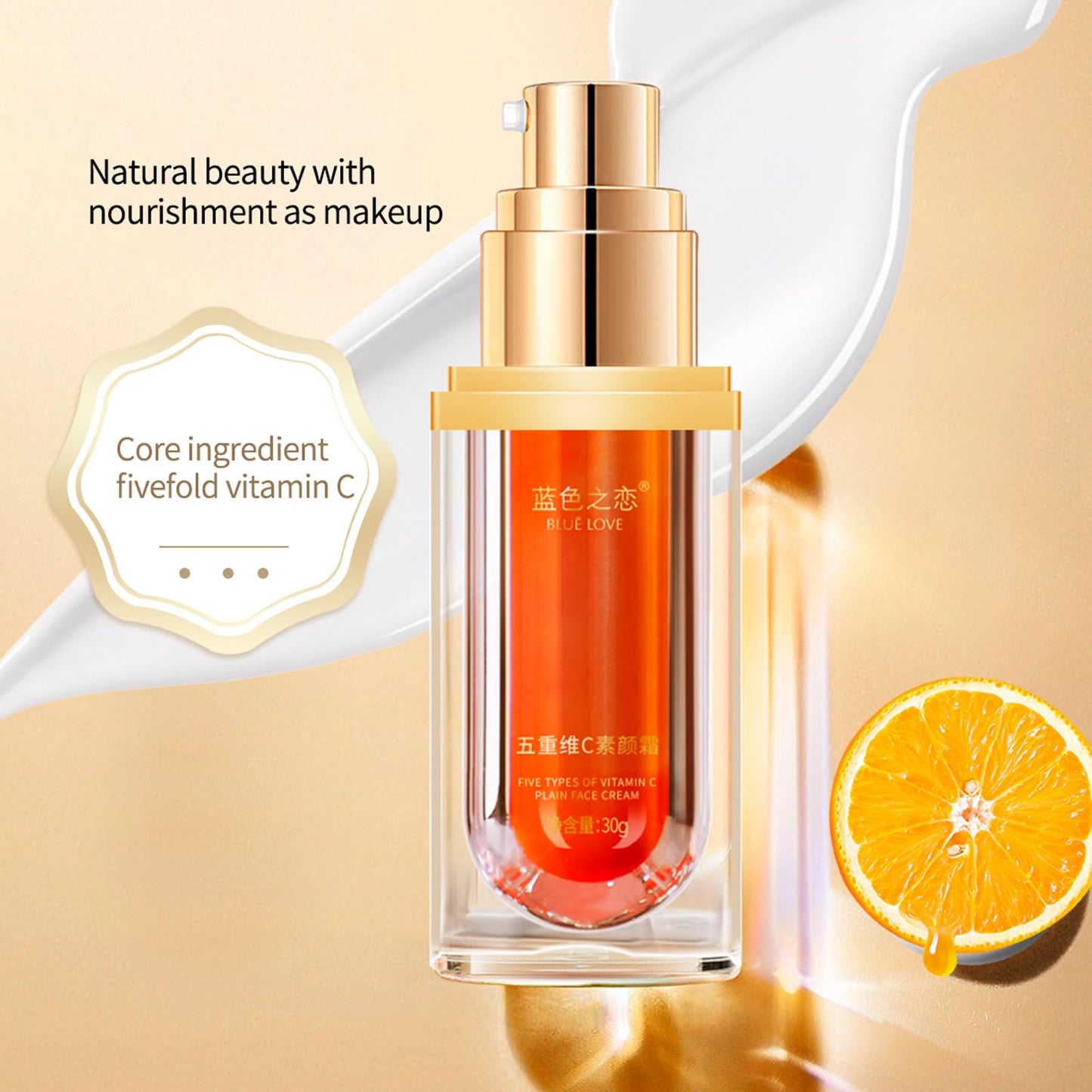 BLUE LOVE 3PCS Vitamin C Tone Up Cream Set, Quick Makeup Moisturizer for Radiant Skin, Natural Skincare for All Skin Types & Daily Use