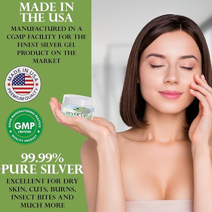 Organa Nano Silver Gel - Advanced Colloidal Silver Skin Cream - Wound Care & First Aid Gel Soothing Topical Ointment for Burns, Razor Burn and Sunburn Irritations - Unscented 4 Oz Jar