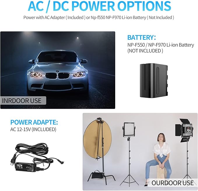 GVM 2 Pack LED Video Lighting Kits with APP Control, Bi-Color Variable 2300K~6800K with Digital Display Brightness of 10~100% for Video Photography, CRI97+ TLCI97 Led Video Light Panel +Barndoor