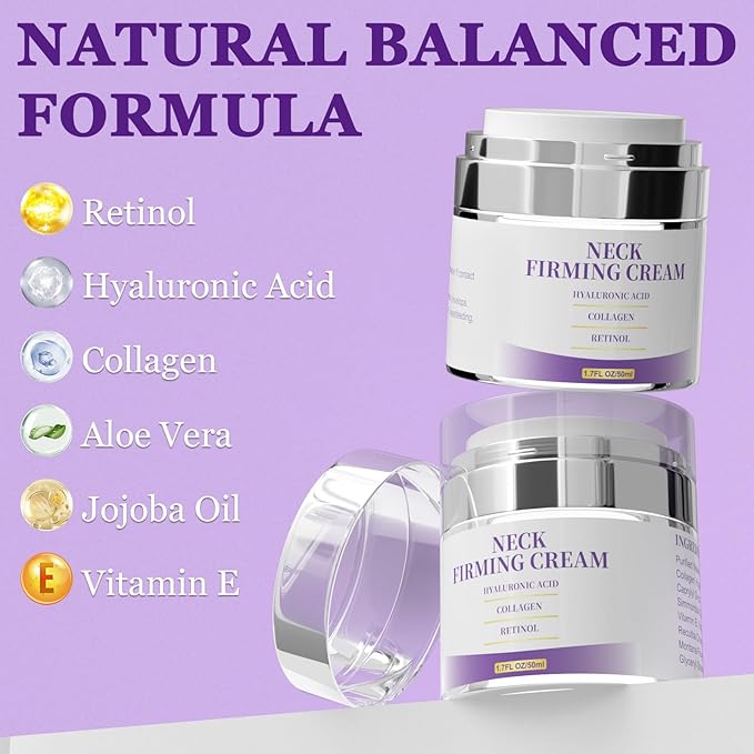 Neck Creams for Tightening and Firming, Retinol Cream for Face, Tighten and Lift Neck Firming Cream, Anti Aging Face Moisturizer with Collagen, Hyaluronic Acid for Sagging Skin, Wrinkle, 1.7 Fl OZ