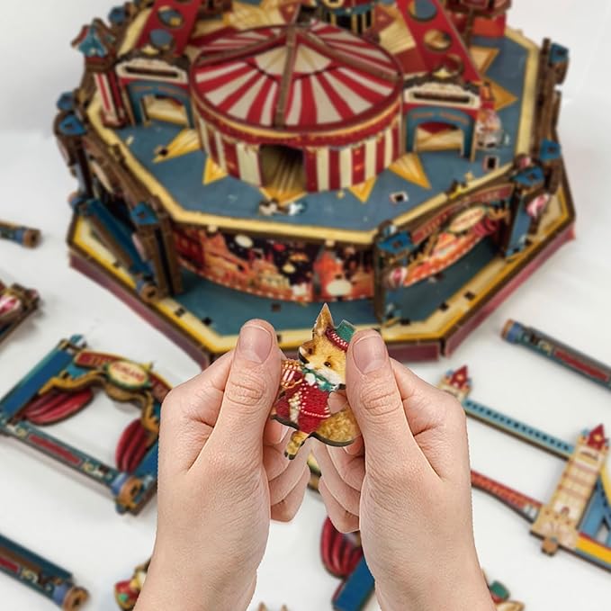 DIY 3D Wooden Puzzle Ferris Wheel,DIY Dollhouse Kit Circus Building Model,Christmas Decor Craft Sets with Lights and Music,Gifts for Adults Teens -Century Ferris Wheel(SQ-69)