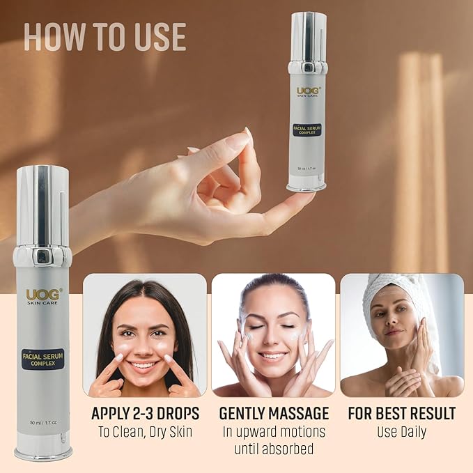 UOG (United One) Eyelash Adhesive Glue Face Serum Complex – Hydrating & Firming Face Serum| Lifts, Tightens & Improves Skin Texture | Reduces Fine Lines & Wrinkles for Neck & Jawline | 30ml/1.0oz