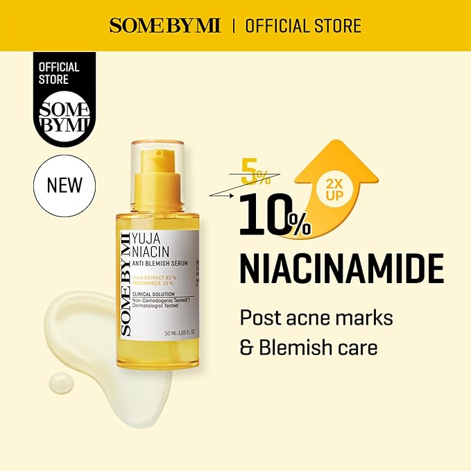 SOME BY MI Yuja Niacin Anti Blemish Serum – 1.69oz, 50ml – Korean 10% Niacinamide & Vitamin C Serum to Brighten Dull-Looking Skin – Dark Spot Remover for Pigmentation & Melasma – Korean Skin Care
