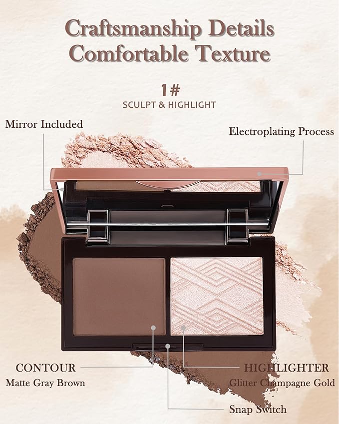 Face Contour Glitter Highlighter Powder Palette-2 in 1 for Women-01