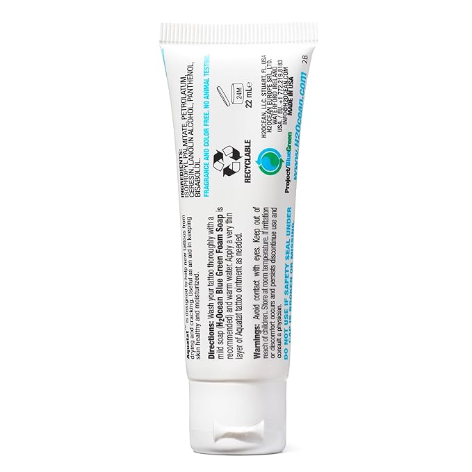 H2Ocean Aquatat Tattoo Healing Ointment - Tattoo Aftercare Cream for Tattoo Supplies - Fragrance- & Dye-Free Tattoo Care Ointment with Vitamins A & B - 0.75 oz