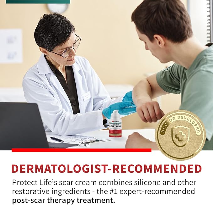 Protect Life Silicone Scar Cream for Surgical Scars, Injury & Keloid Scar Treatment, Moisturizing Scar Removal Cream, Rejuvenating Silicone Scar Gel