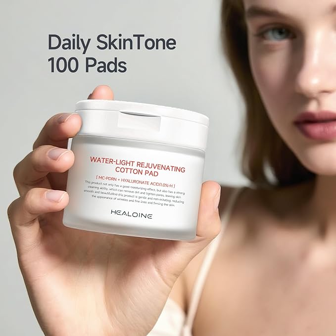 Rejuvenating Zero Pore Toner Cotton Pads with Hyaluronic Acid & MC-PDRN - Moisturizing Facial Korean Skin Care for Smooth Skin（100 Pads）