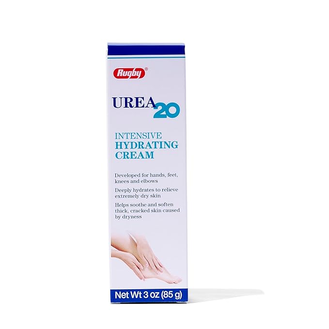 Rugby Urea 20% Intensive Hydrating Cream - Urea Cream for Feet, Hands, Knees, and Elbows - 20% Urea Intensive Strength Cream - 3 Oz