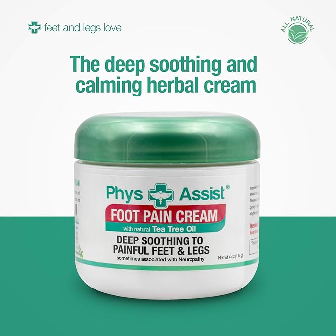 PhysAssist Soothing Foot Cream to Feet and Legs (Three - 4 oz jars) Soothing to feet and Legs.