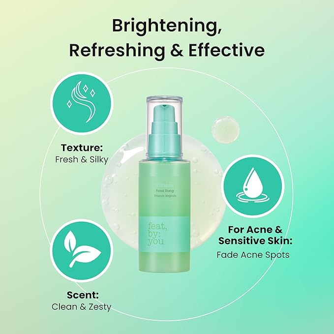 Feat By You ViTassie Forest Energy Vitamin Ampoule Solution - (2.70 fl.oz) Korean Skin Care Serum with Vitamin C, Niacinamide, Hyaluronic Acid, Fast Absorbing, Non-Greasy, Hydrating