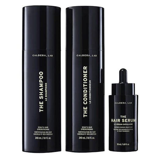 Caldera + Lab The Hair Care System | Men’s Bundle for Healthier, Fuller Hair, Scalp-Focused & Sulfate-Free – Shampoo, Conditioner & Serum Set, Dermatologically Tested