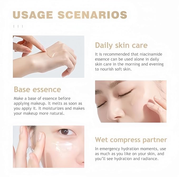 Ashley Shine Niacinamide Serum Moisturizes Skin Care 2 in 1 for Face and Body，Brightening Serum for Dark Spots, Body, Fine Lines & Wrinkles 17.58Fl Oz
