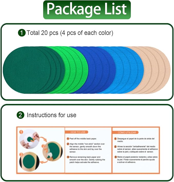 G7 Adhesive Patches Waterproof 20Pack G7 & Stelo Overpatch Flexible CGM Tape Non-Glue Central Full Cover Patches Hypoallergenic & Latex-Free Stelo Patch for 10-15 Days Long Stay, Sapphire