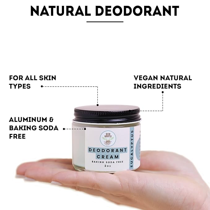 ECO ROOTS Natural Deodorant for Women & Men | Organic Deodorant Cream Non Aluminum | Baking Soda Free Healthy Deoderant for Body & Private Parts | All Vegan Pit Paste Zero Sweat | Eucalyptus Scent