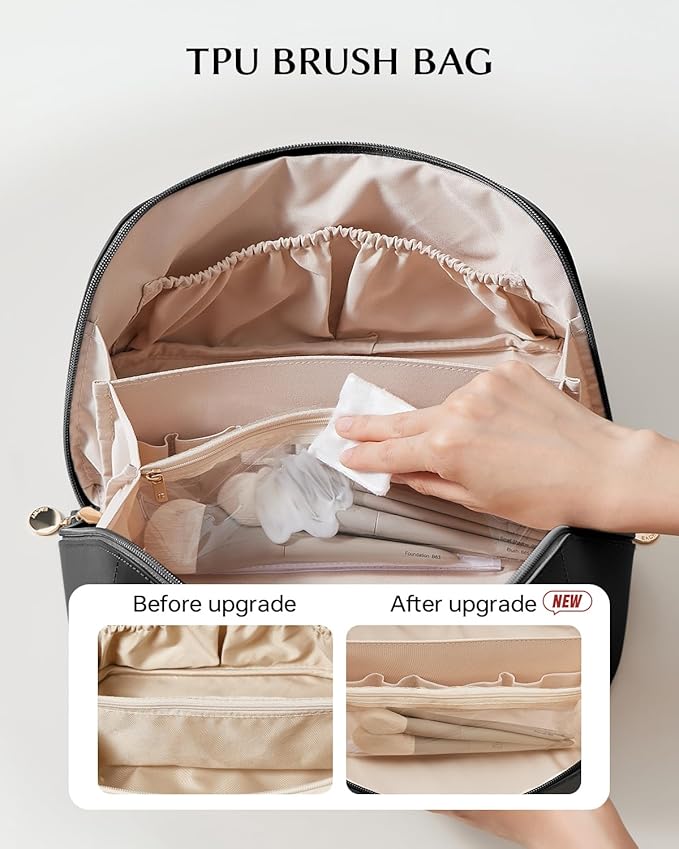 EACHY Travel Makeup Bag,Large Capacity Cosmetic Bags for Women,Waterproof Portable Pouch Open Flat Toiletry Bag Pattern Makeup Bag