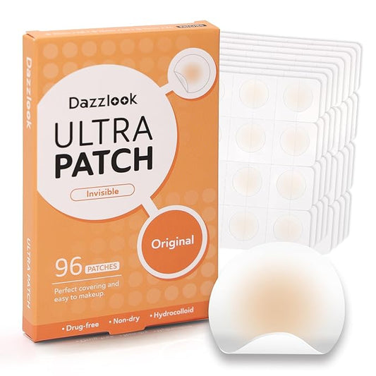 Ultra Pimple Patches - Hydrocolloid Acne Patch for Covering Zits and Blemishes Breakouts Spot Acne Dots Stickers for Face and Skin (96 counts) 2 Sizes Day and Night Use