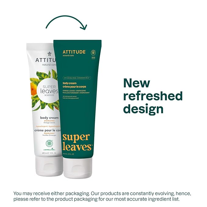 ATTITUDE Body Cream, Moisturizer for Dry Skin, EWG Verified, Vegan & Dermatologist-Tested, Deep Hydration, Orange Blossom & Eucalyptus Scent, 8 Fl Oz (Pack of 6)