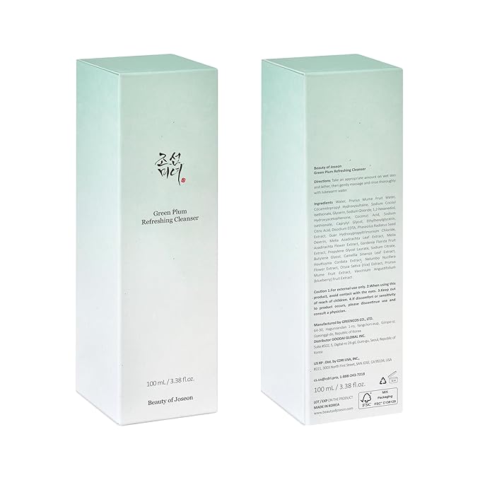 Beauty of Joseon Green Plum Refreshing Cleanser Gel Type Deep Pore Cleansing, Acne Face Wash, Blackhead Remover for All Skin Types, Korean Skincare 100ml, 3.38 fl.oz