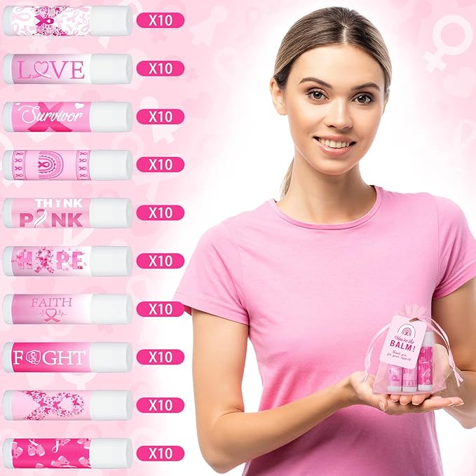 100 Set Pink Ribbon Breast Cancer Campaigns