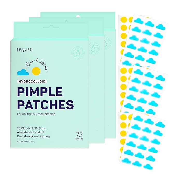 SpaLife Beauty Rise & Shine Pimple Patches – Hydrocolloid Formula for Acne, Spots, Redness, and Oiliness– 216 Patches: 108 Clouds & Suns – Acne Patches – Spot Treatment – Hydrocolloid – Zit Patches