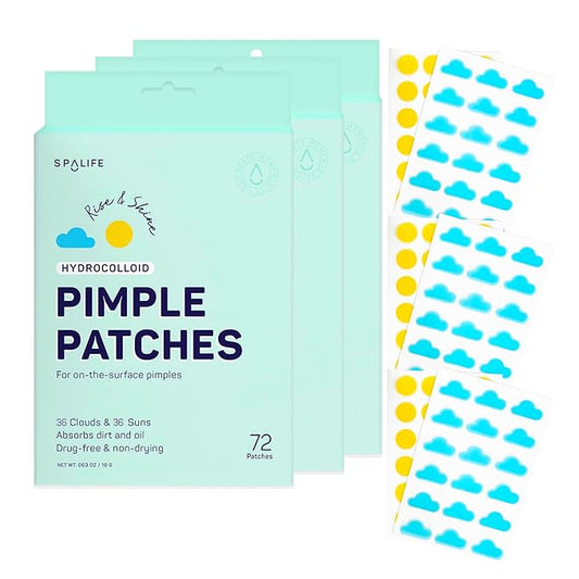 SpaLife Beauty Rise & Shine Pimple Patches – Hydrocolloid Formula for Acne, Spots, Redness, and Oiliness– 216 Patches: 108 Clouds & Suns – Acne Patches – Spot Treatment – Hydrocolloid – Zit Patches