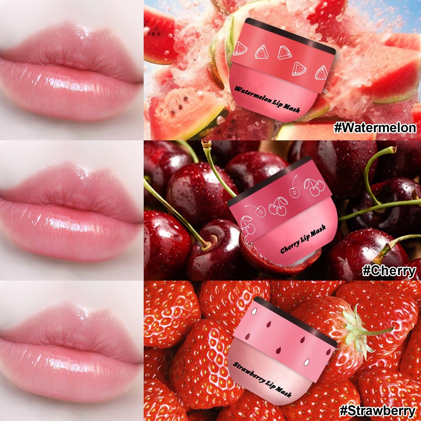 6 PCS Bee Lip Balm Honey Pot, Propolis Lip Mask Overnight, Moisturizing Hydrating Lip Sleeping Mask Prevention Dry and Cracked, Reduce Lip Lines (Strawberry&Watermelon&Honey&Cherry&Coconut&Apple Lime)