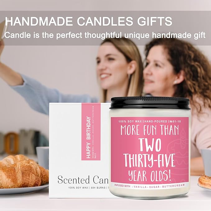 70th Birthday Gifts for Women, Perfect Birthday Present, Funny Presents for Mom, Friends, Wife, Sister, 7oz Vanilla Cream-Scented Candle