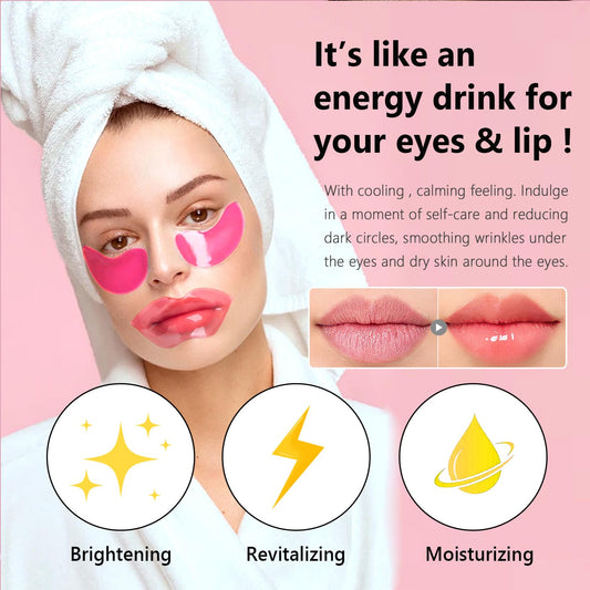 30 Pairs Eye Masks & Lip Masks, Crystal Collagen Under Eye Patches for Puffy Eyes, Moisturizing Lip Mask Pink Lip Pads for Lip Spa Daily Labial Mask Eye Patches for Reducing Fine Lines & Dark Circles