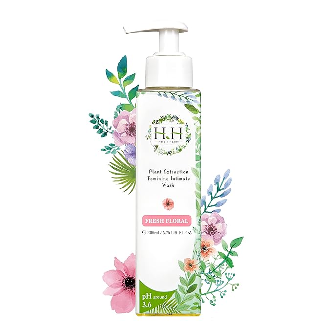 HH Herb & Health Feminine Wash for Women, pH3.6 Lactobacillus Cleanser with Botanical Extracts, Hydrating & Cooling Intimate Care for Odor Dryness and Itch, Sensitive Skin Safe, Fresh Floral Scent