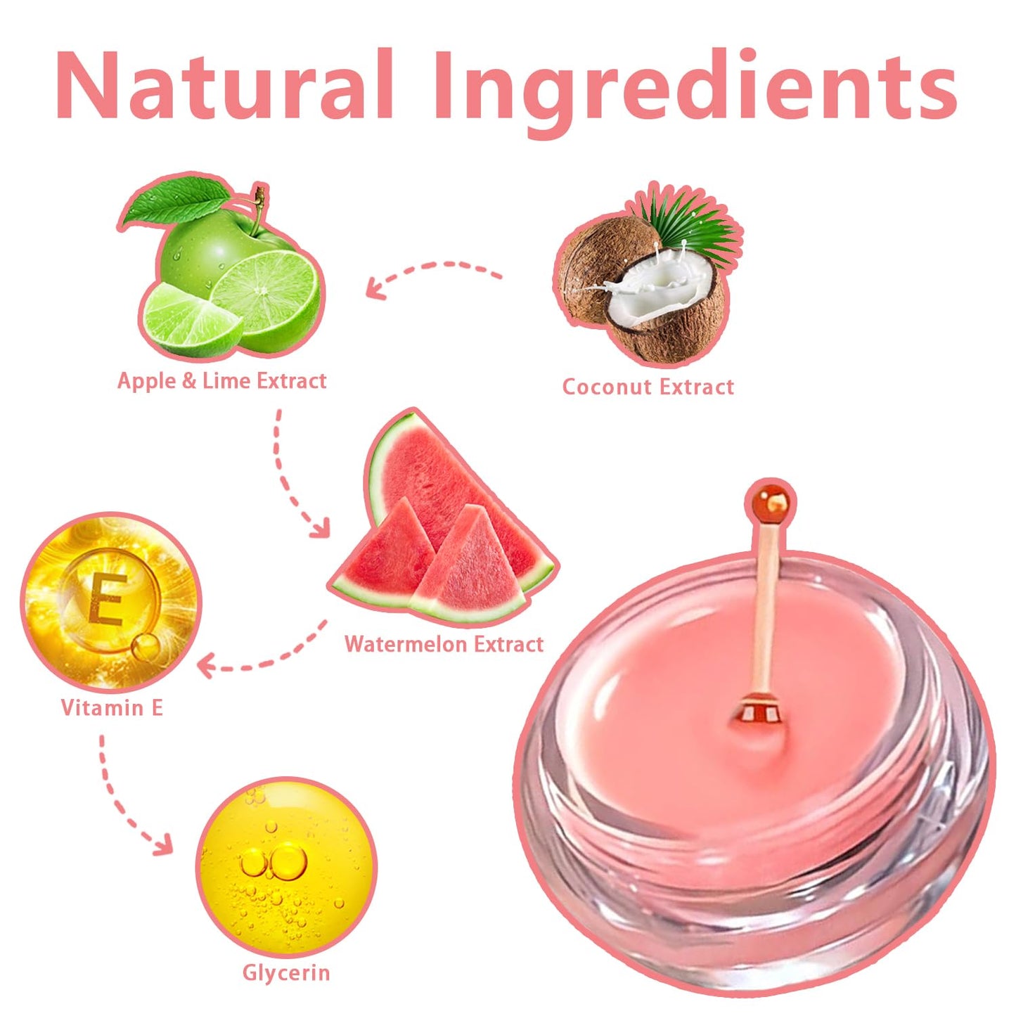 3 Pcs Bee Lip Balm Honey Pot, Coconut Watermelon Apple Lime Lip Mask Overnight, Moisturizing Lip Sleeping Mask, Hydrate Repair Prevent Dry Cracked Lip Exfoliator (Coconut +Watermelon+Apple Lime)