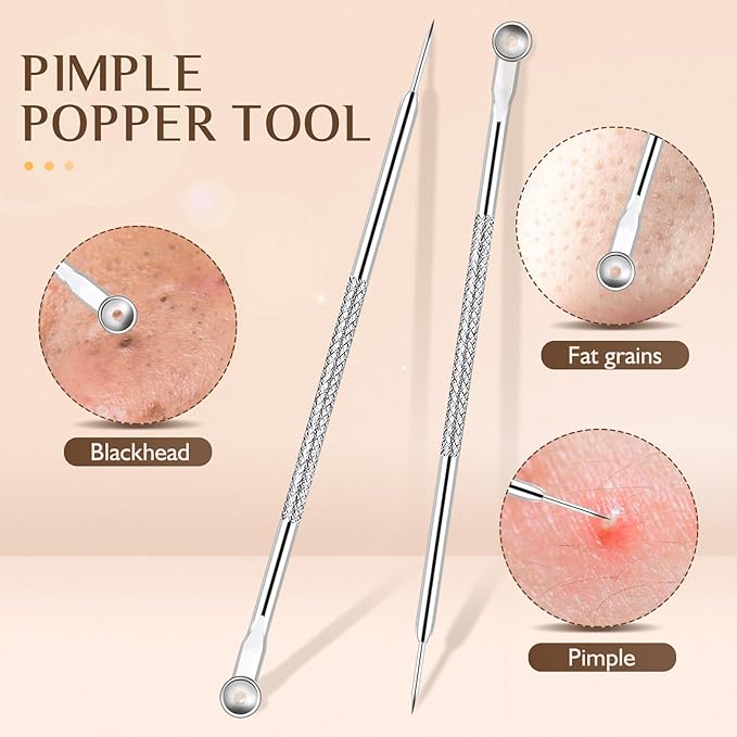 WSYUB Blackhead Tweezers, Pimple Popper Tool Kit, Blackhead Extractor,Ingrown Hair Tweezers, Blemish and Blackhead Removal Tools