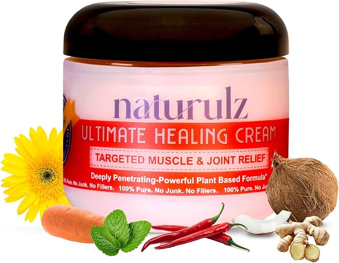 Naturulz Ultimate Healing Cream 4 Ounce Fast-Acting Topical for Joint and Muscle Discomfort with Arnica, Capsicum, Calendula. Powerful, All-Natural 'NO Junk' Formula.