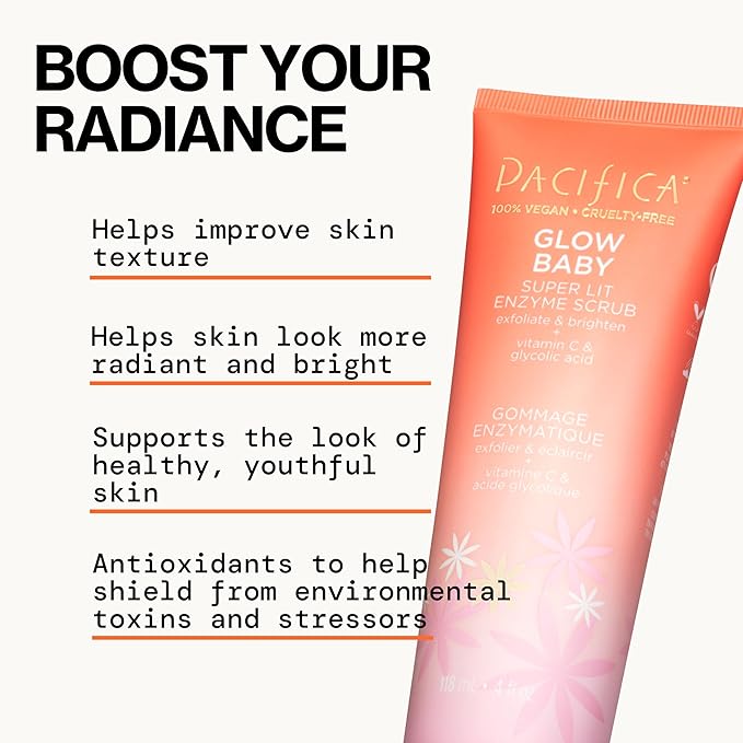 Pacifica Beauty Glow Baby Brightening Face Wash & Enzyme Face Scrub Set, Skincare, Vitamin C, Glycolic Acid, Vitamin E, Facial Cleanser, Exfoliator, Skin Care, Vegan, 5 fl oz and 4 fl oz (Set of 2)