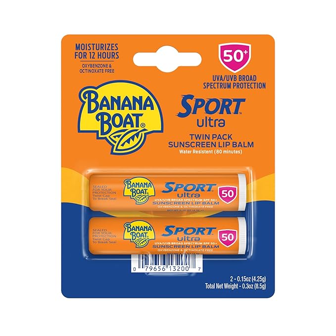 Banana Boat Light As Air Face Sunscreen SPF 50 3oz & Sport Ultra Lip Balm SPF 50 Twin Pack | Face & Lip Sunscreen Bundle