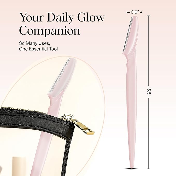 Kitsch Dermaplane Razor for Women Face - Face Razors for Women and Men - Eyebrow Trimmer, Shaver, Recycled Plastic Dermaplaning and Skin Care Tool - Blush, 6 pcs