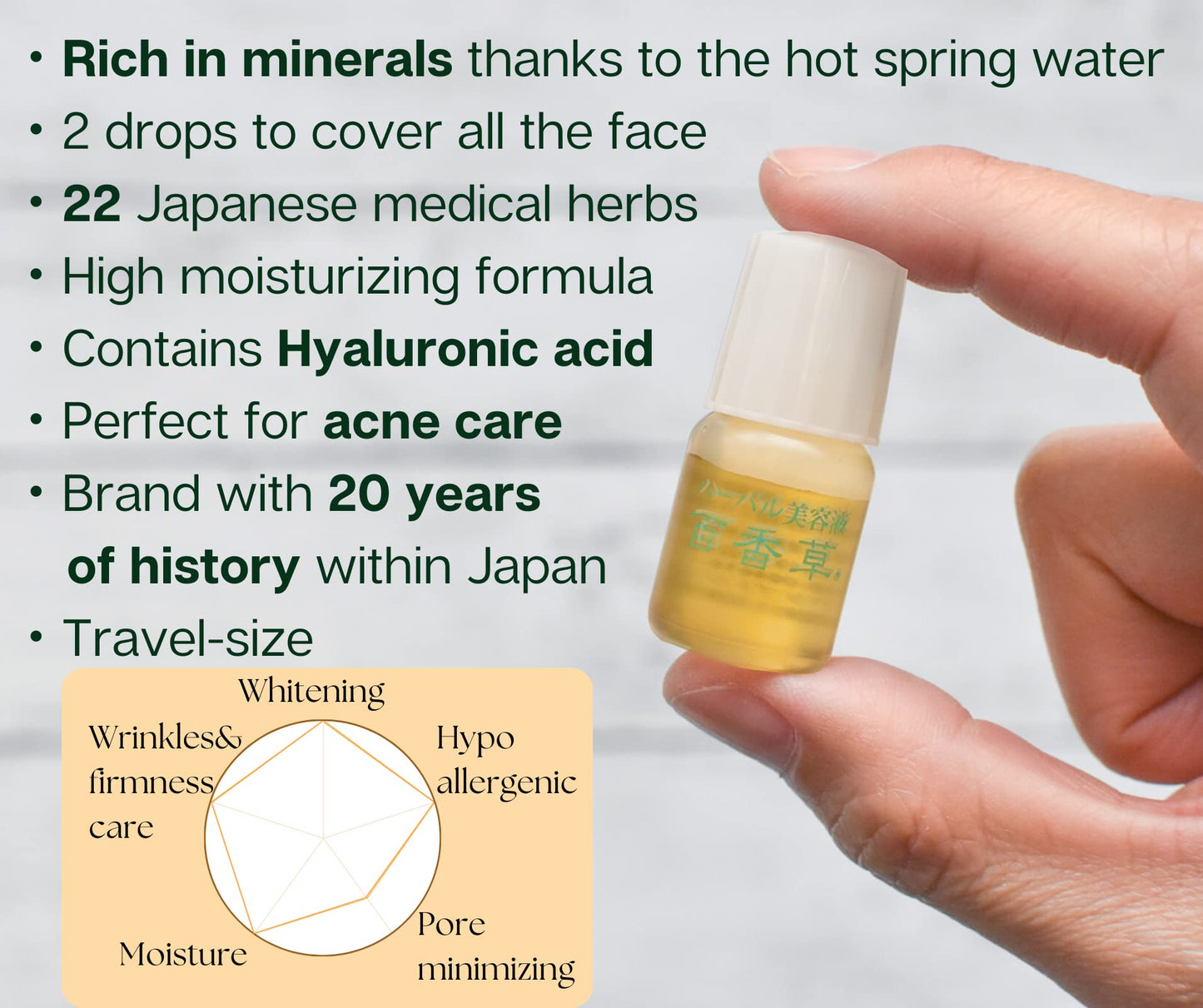 Hyakkaso JAPAN - Herbs & Minerals Facial Soap 80g 2.8Oz , with sample trial size Hyaluronic Acid Facial Toner 30ml & Hyaluronic Acid & Herbs Serum 4ml , Daily Cleansing and Acne Care, All Skin Types