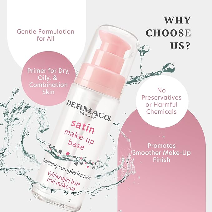 Dermacol - Satin Makeup Base, Matte Face Primer No Preservatives, 30 mL