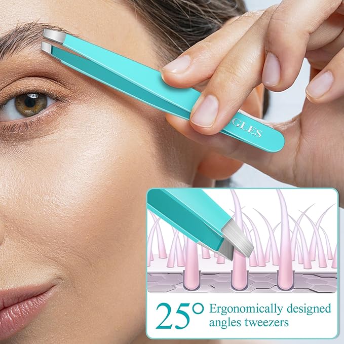 MORGLES Blackhead Remover and Pimple Popper Tool Kit, 10 Pcs Professional Acne Extractor Kit, Ingrown Hair Tweezers with Leather Travel Case for Face and Eyebrow Grooming