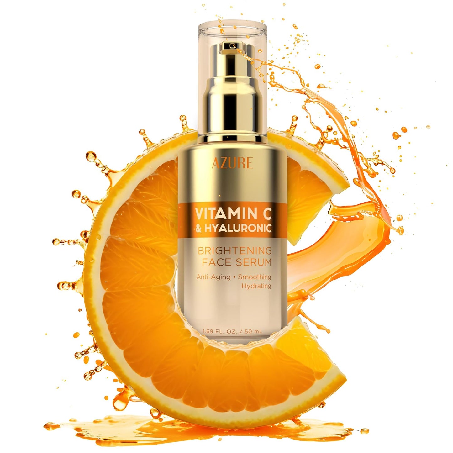 Azure Cosmetics Vitamin C Serum For Face - Dermatologist Tested, Anti-Aging with Hyaluronic Acid for Dark Spots, Fine Lines & Wrinkles - Brightning, Clean, Korean Skincare for Glass Skin - 2 Pack